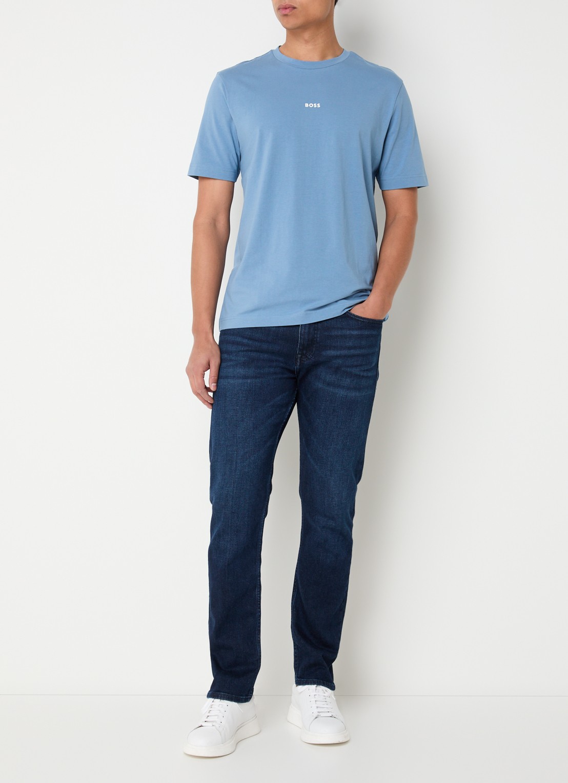 BOSS TChup T-shirt met logo - voorkant 2 light/pastel blue-459 / blauw