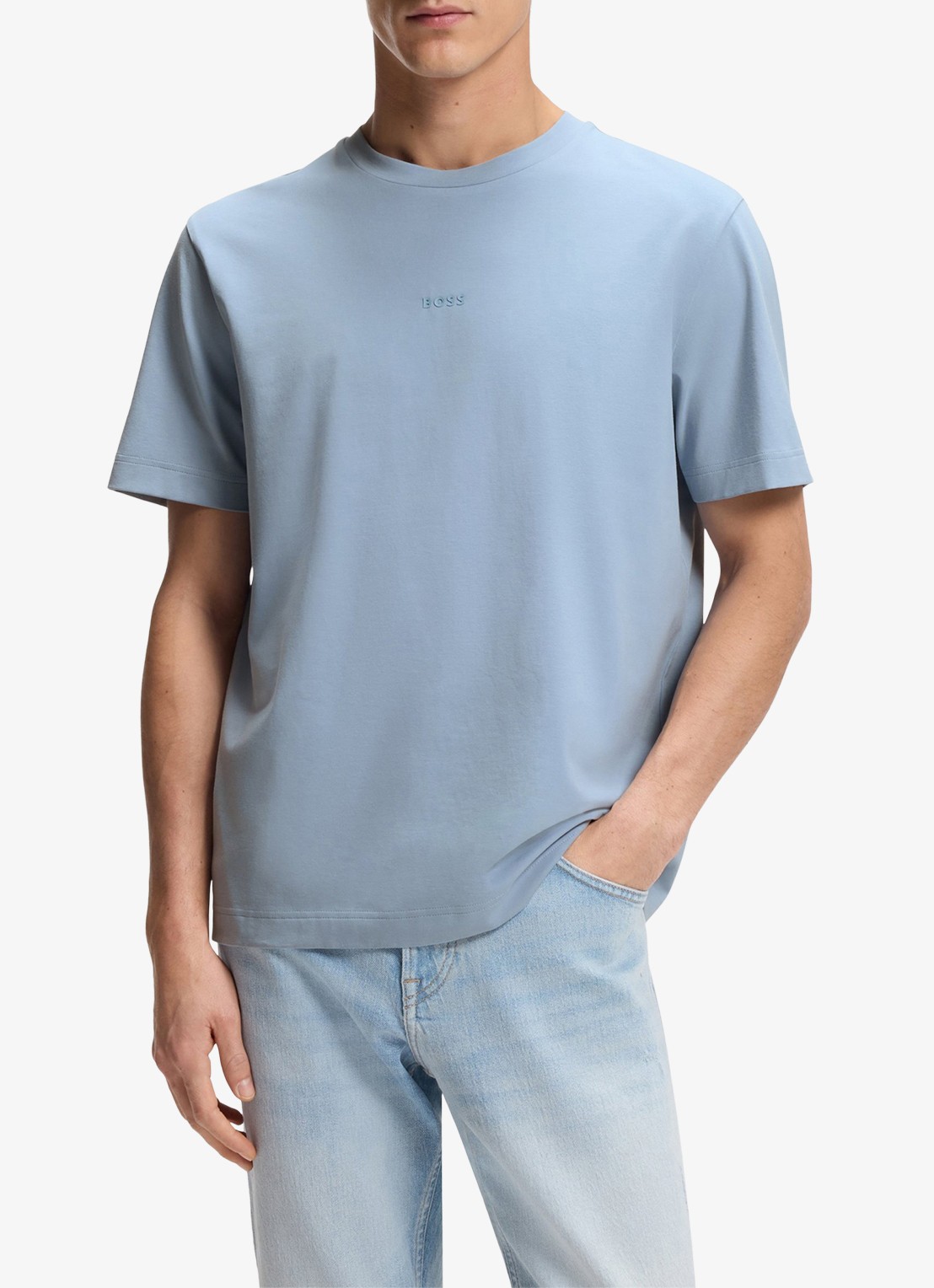 BOSS TChup T-shirt met logo - detail light/pastel blue-458 / blauw