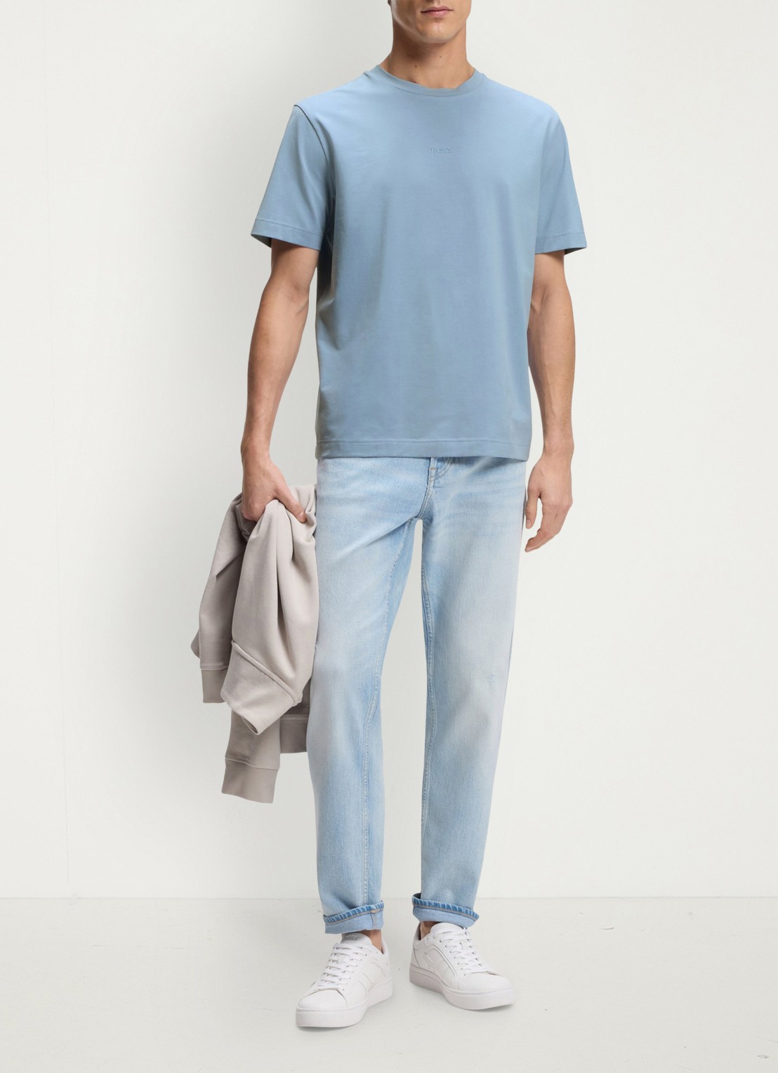 BOSS TChup T-shirt met logo - voorkant 5 light/pastel blue-458 / blauw