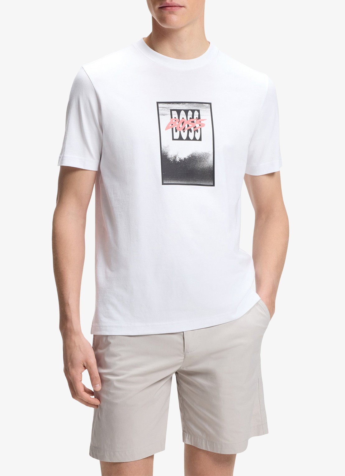 BOSS Te_Dj t-shirt met print - detail 3 white-100 / wit