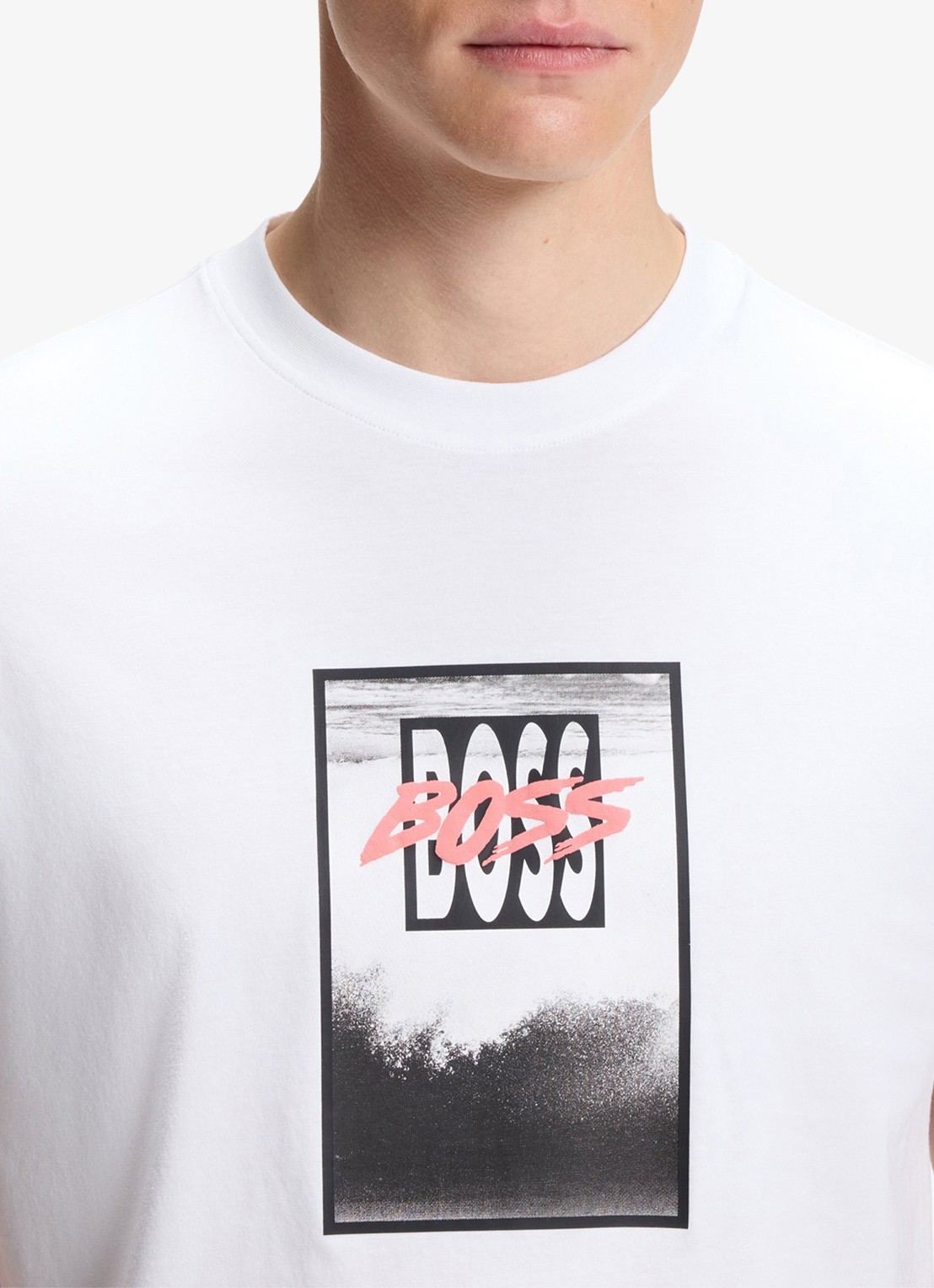 BOSS Te_Dj t-shirt met print - detail 4 white-100 / wit