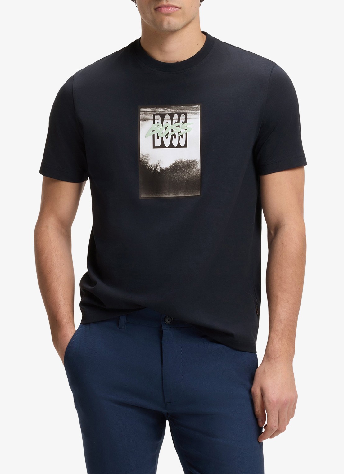 BOSS Te_Dj t-shirt met print - detail 2 dark blue-404 / blauw