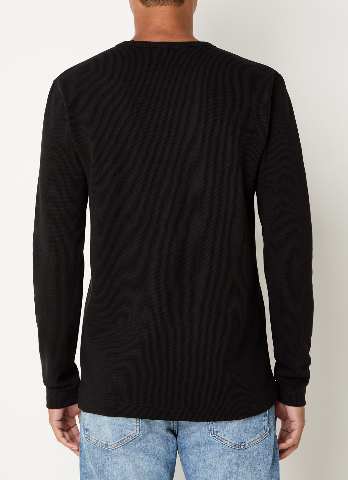 BOSS Tempesto longsleeve met structuur en logo - achterkant 3 zwart