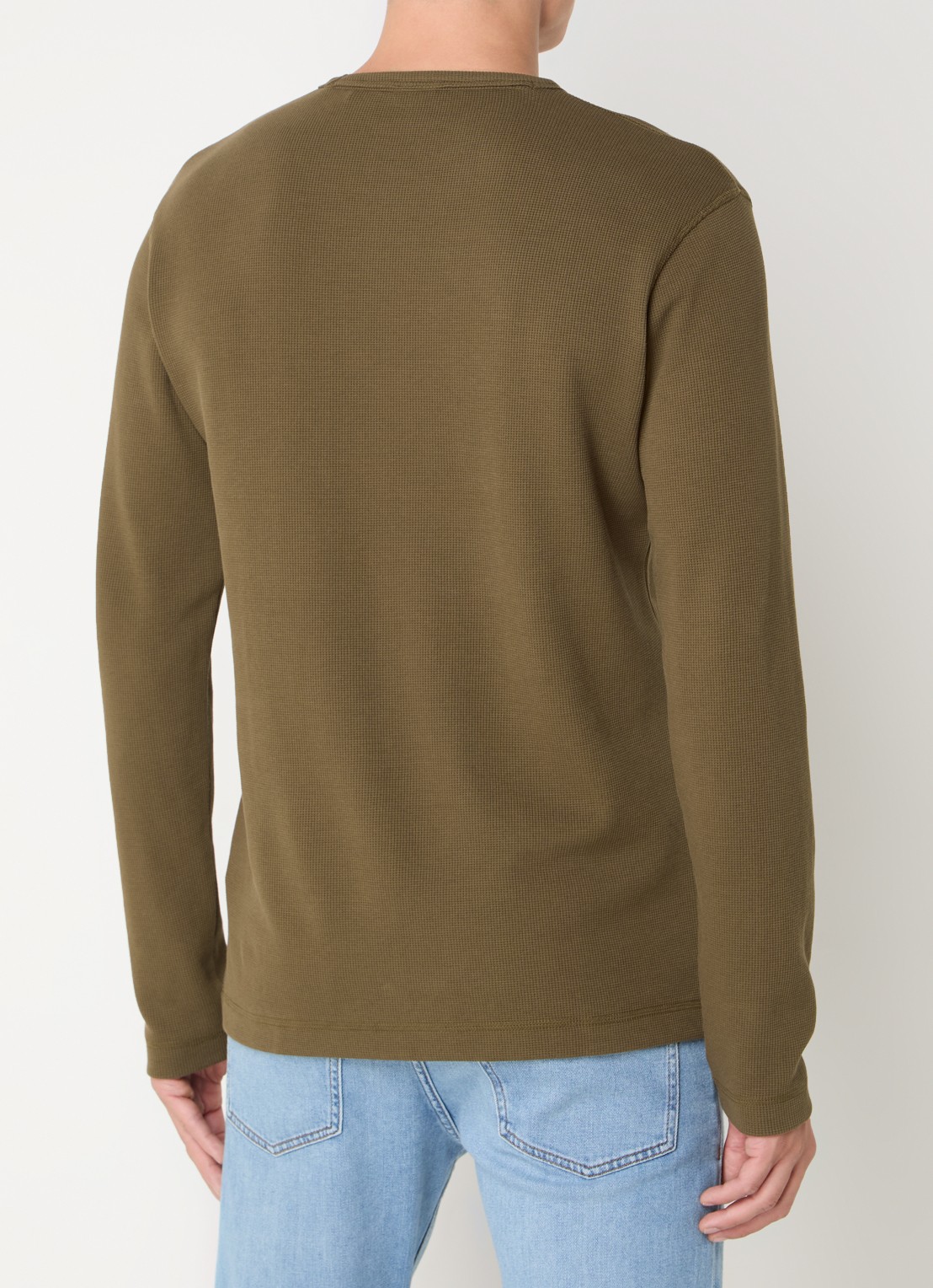 BOSS Tempesto longsleeve met structuur en logo - achterkant 4 mosgroen