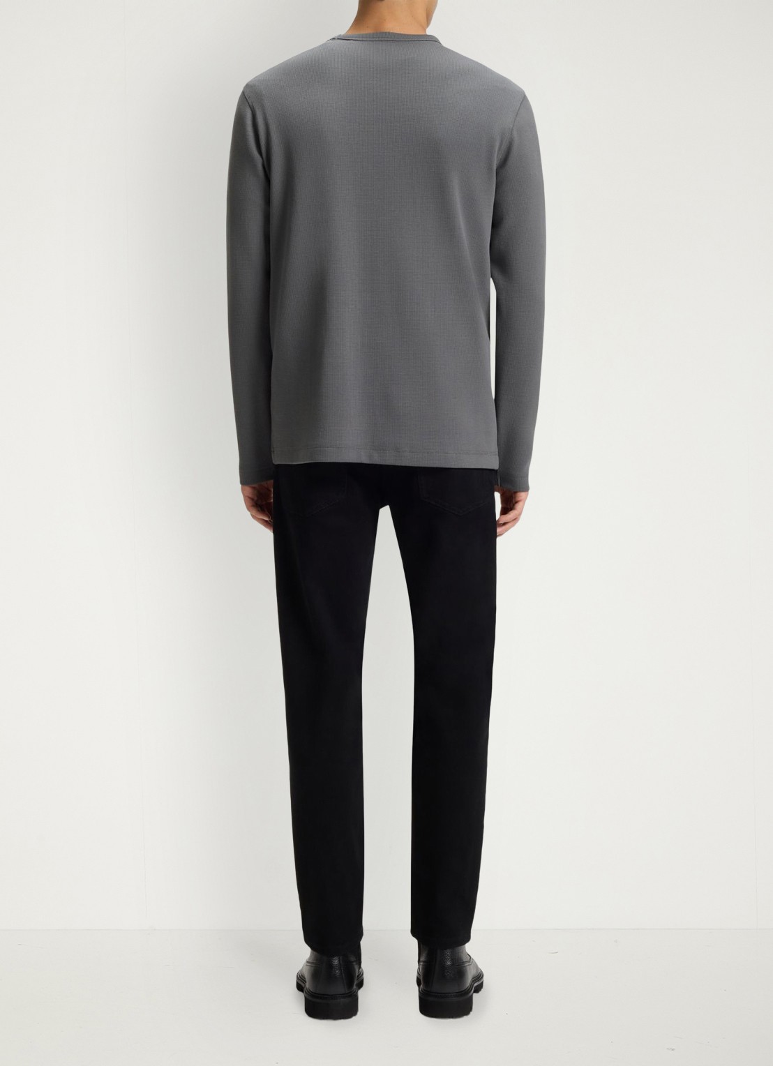 BOSS Tempesto longsleeve met structuur en logo - achterkant donkergrijs