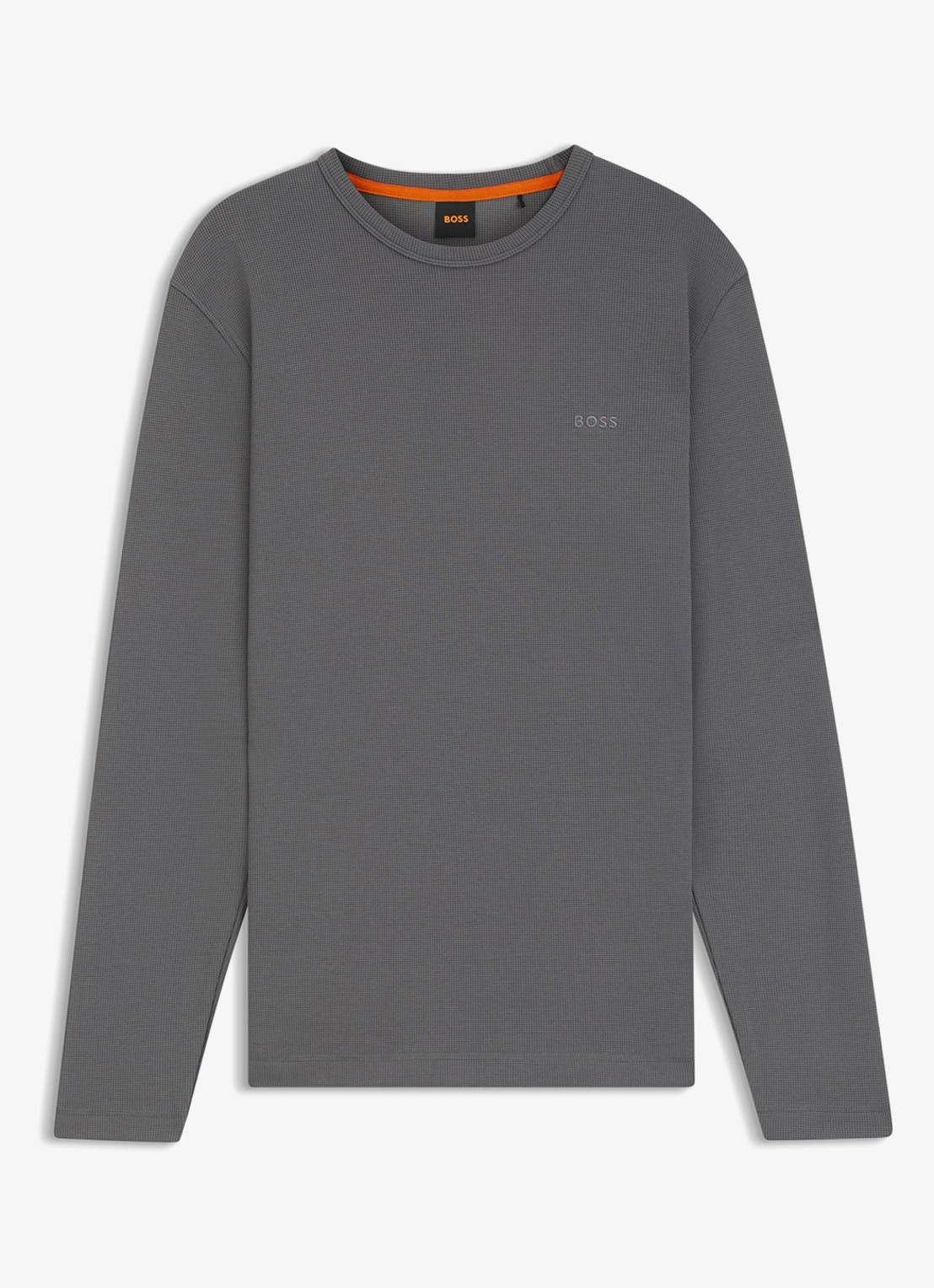 BOSS Tempesto longsleeve met structuur en logo - voorkant 2 donkergrijs