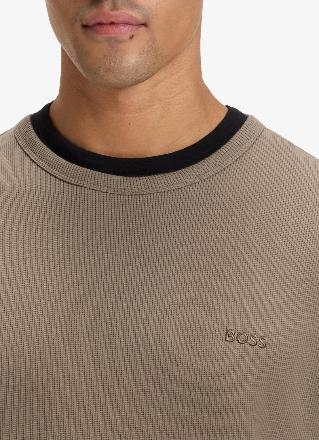 BOSS Tempesto longsleeve met structuur en logo - detail 5 khaki