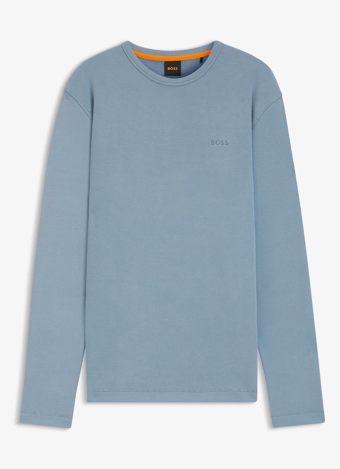 BOSS Tempesto longsleeve met structuur en logo - voorkant 2 lichtblauw