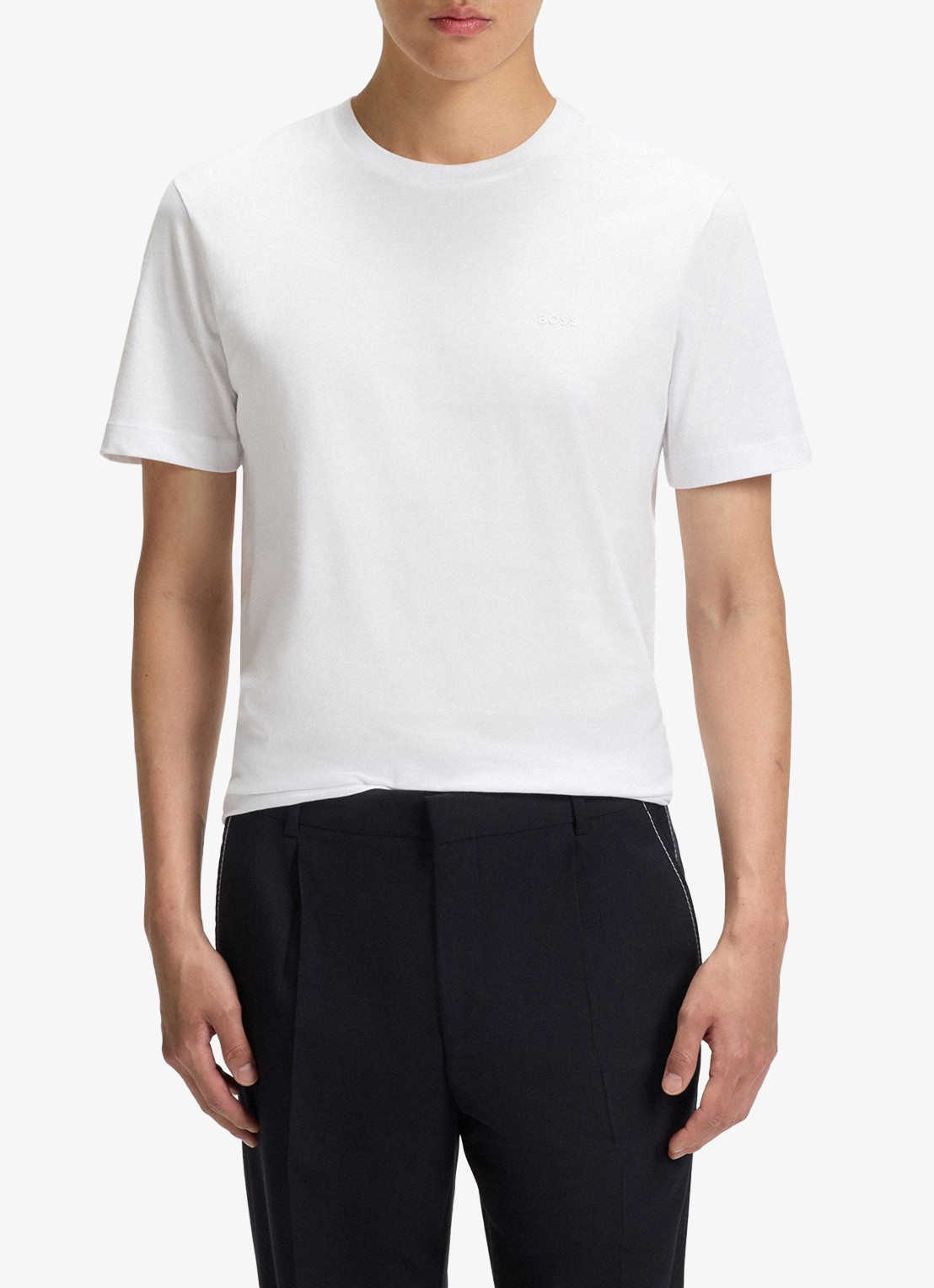 BOSS Thompson T-shirt met logo - detail 4 wit