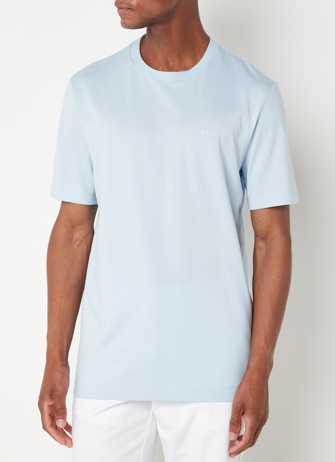 BOSS Thompson T-shirt met logo - detail 4 aquablauw