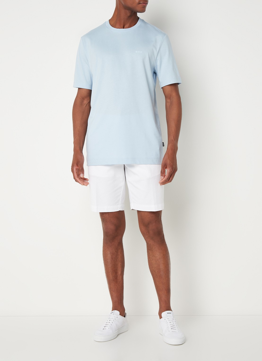 BOSS Thompson T-shirt met logo - voorkant 3 aquablauw