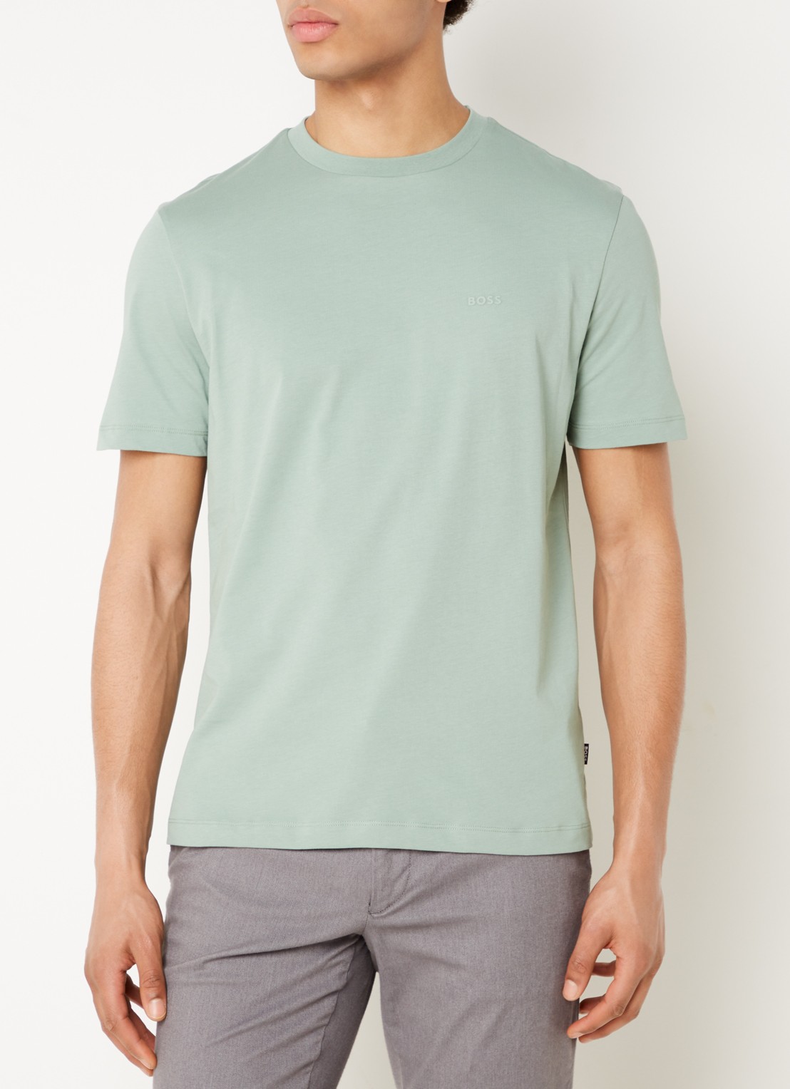 BOSS Thompson T-shirt met logo - detail 4 lindegroen