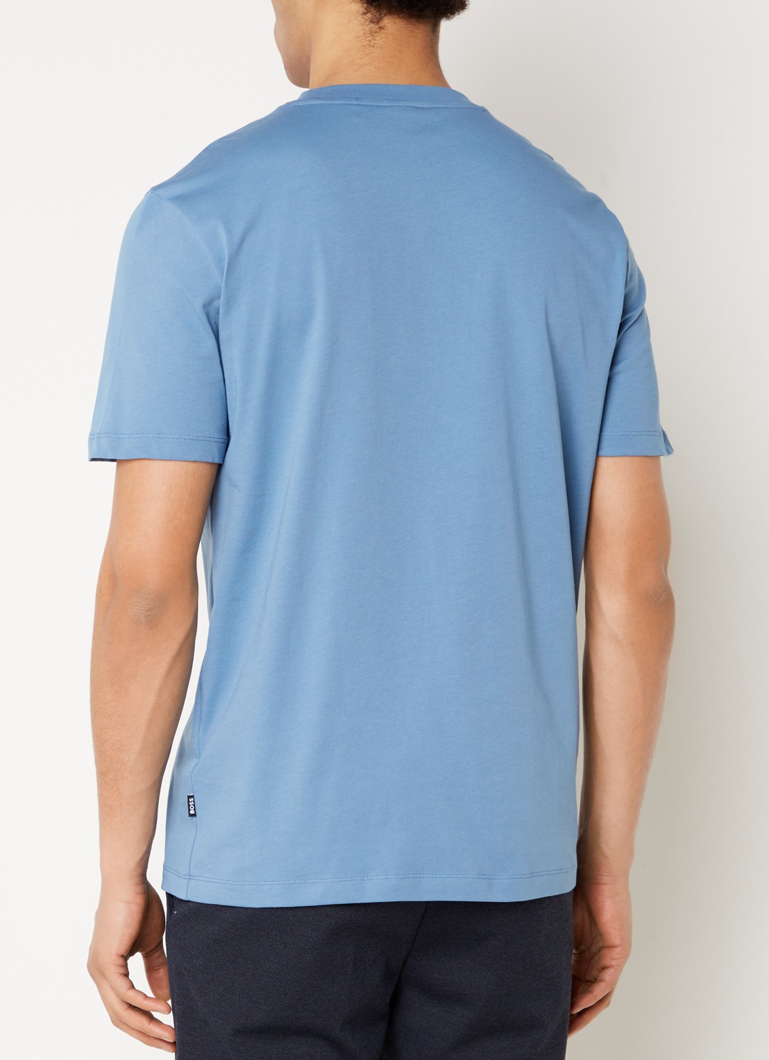BOSS Thompson T-shirt met logo - achterkant staalblauw
