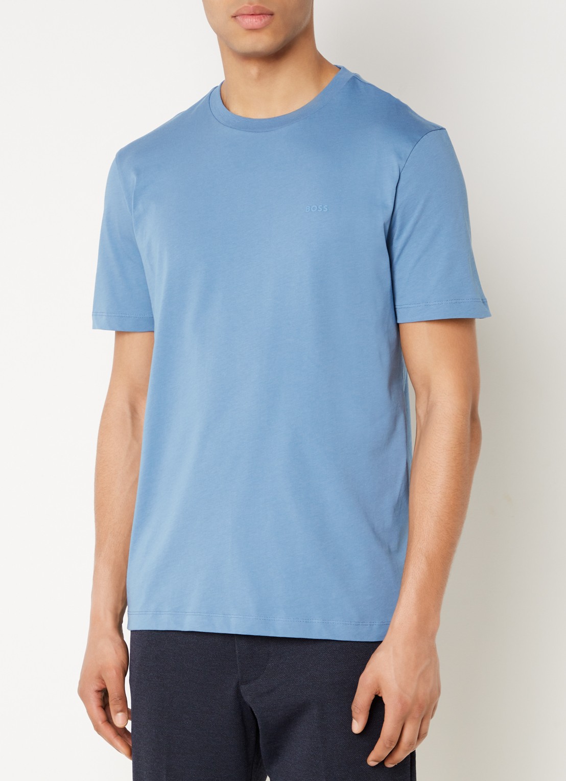 BOSS Thompson T-shirt met logo - detail 4 staalblauw