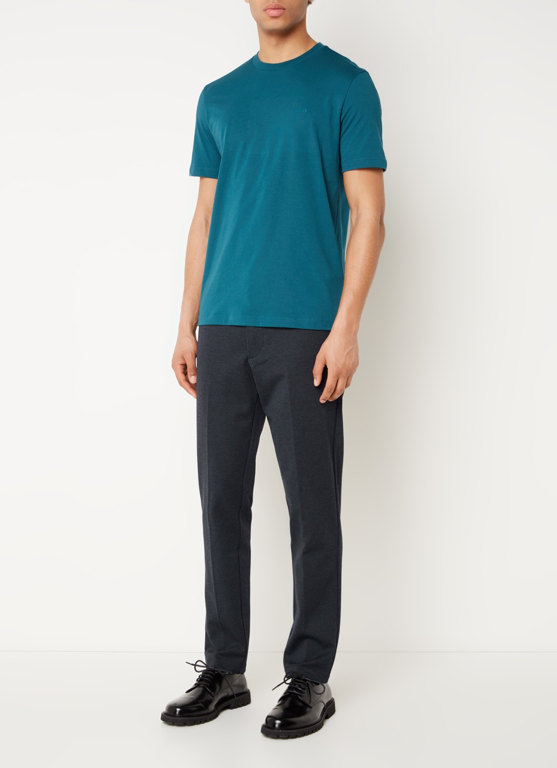 BOSS Thompson T-shirt met logo - voorkant 3 petrol