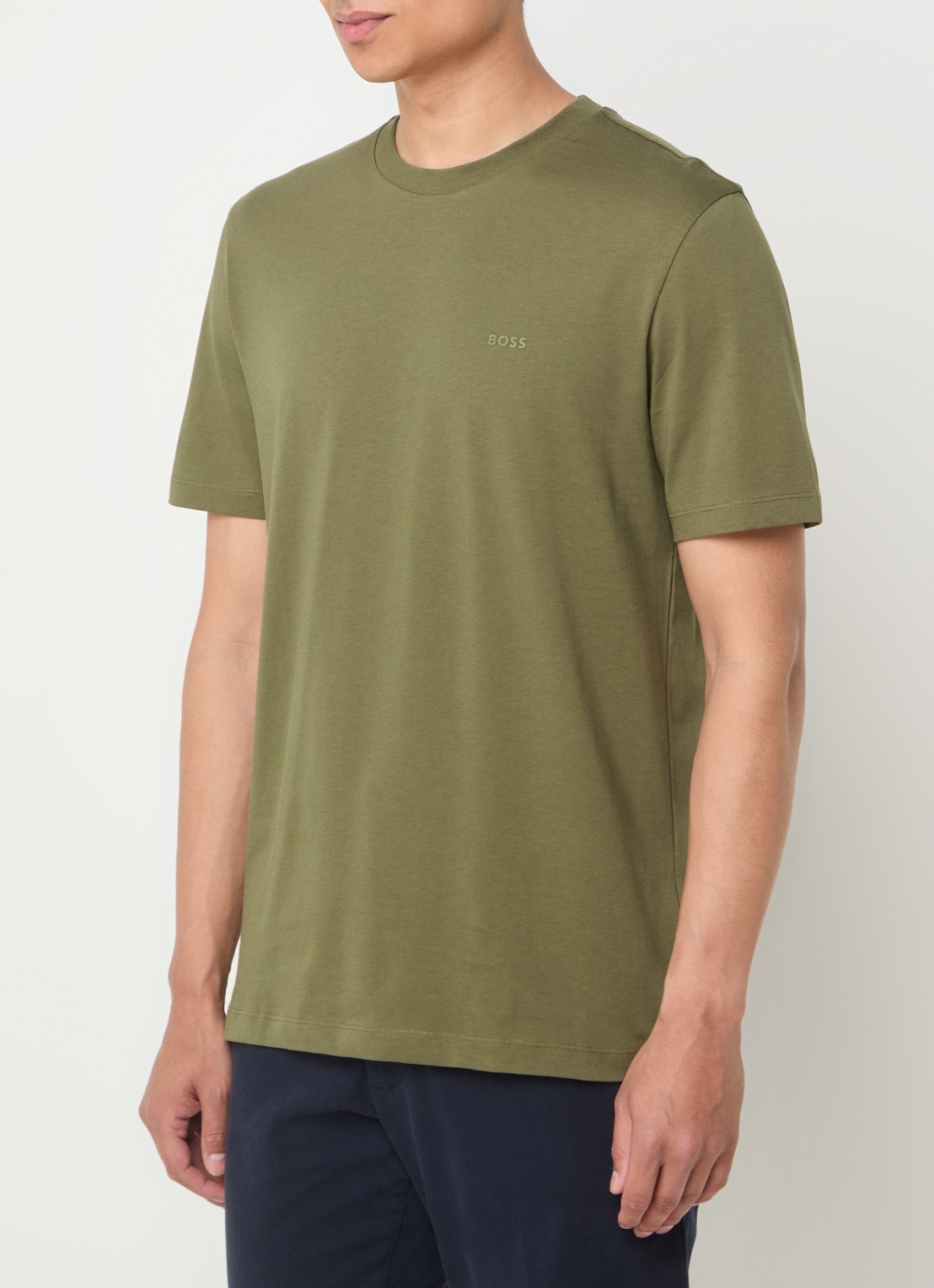 BOSS Thompson T-shirt met logo - detail 2 legergroen