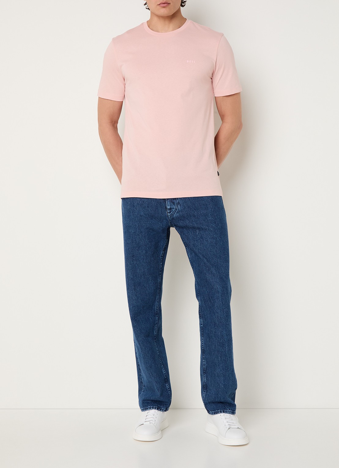 BOSS Thompson T-shirt met logo - voorkant 3 roze