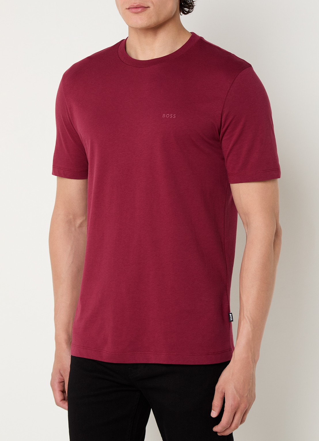 BOSS Thompson T-shirt met logo - detail 4 bordeauxrood
