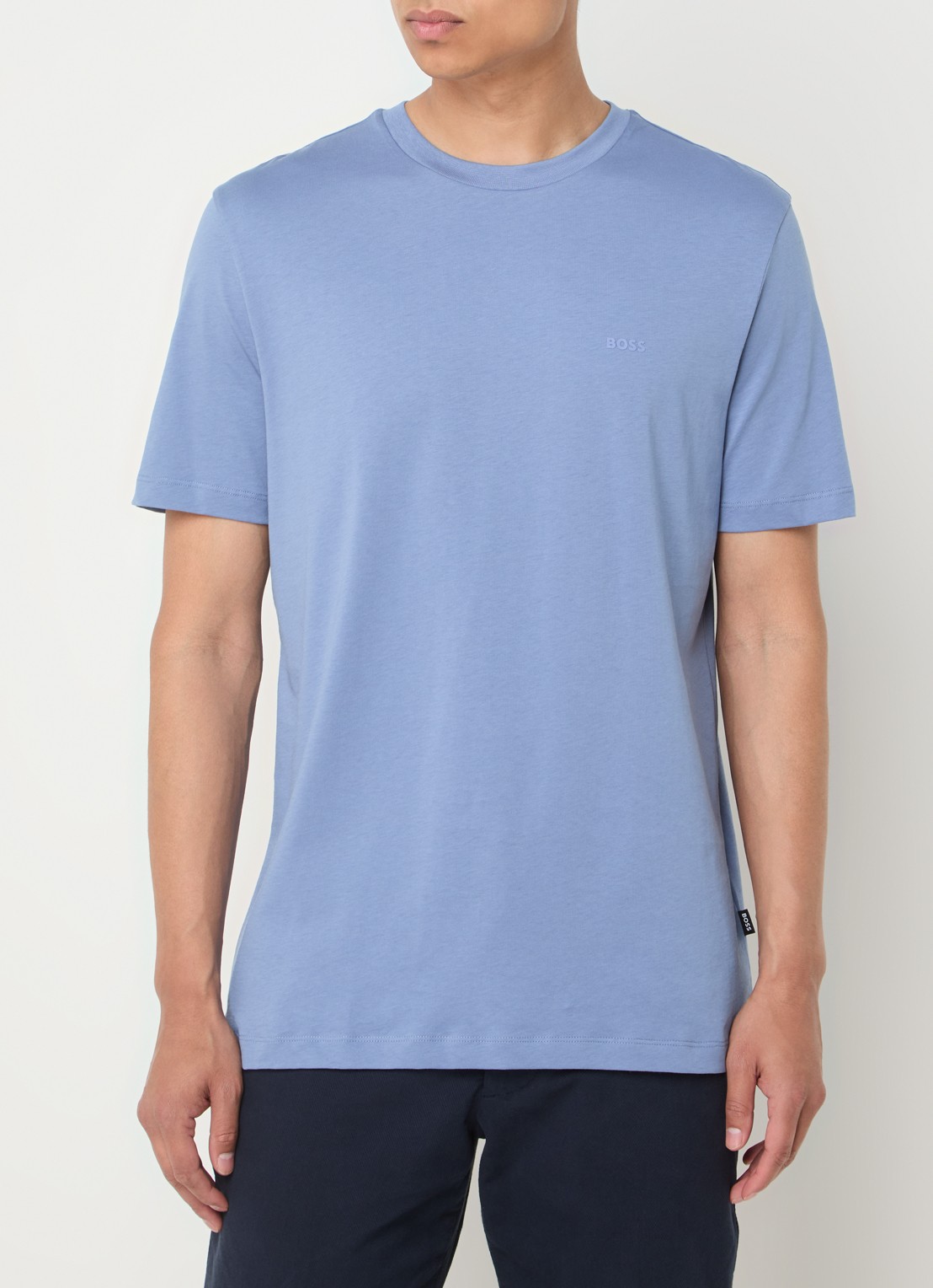 BOSS Thompson T-shirt met logo - detail middenblauw