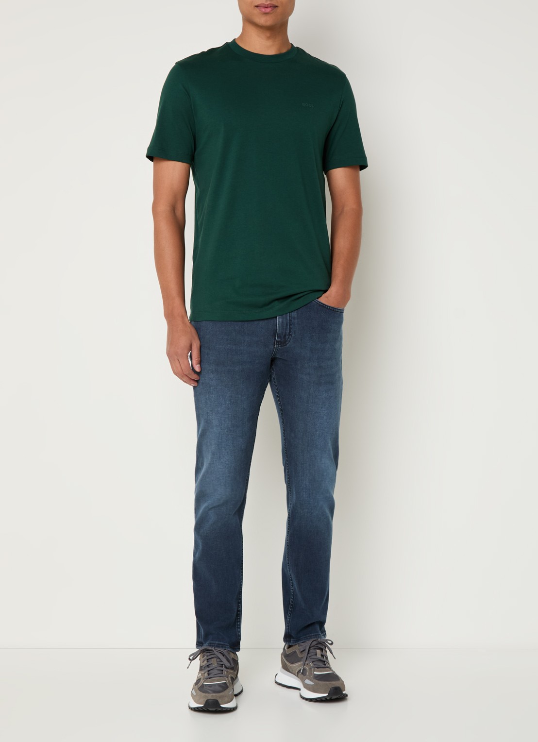 BOSS Thompson T-shirt met logo - voorkant 4 groen