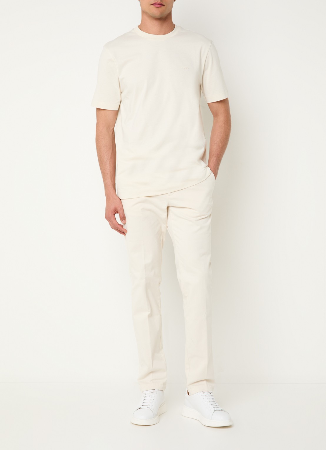 BOSS Thompson T-shirt met logo - voorkant 3 vanillegeel