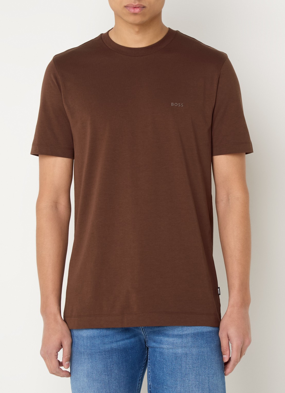 BOSS Thompson T-shirt met logo - detail 4 donkerbruin