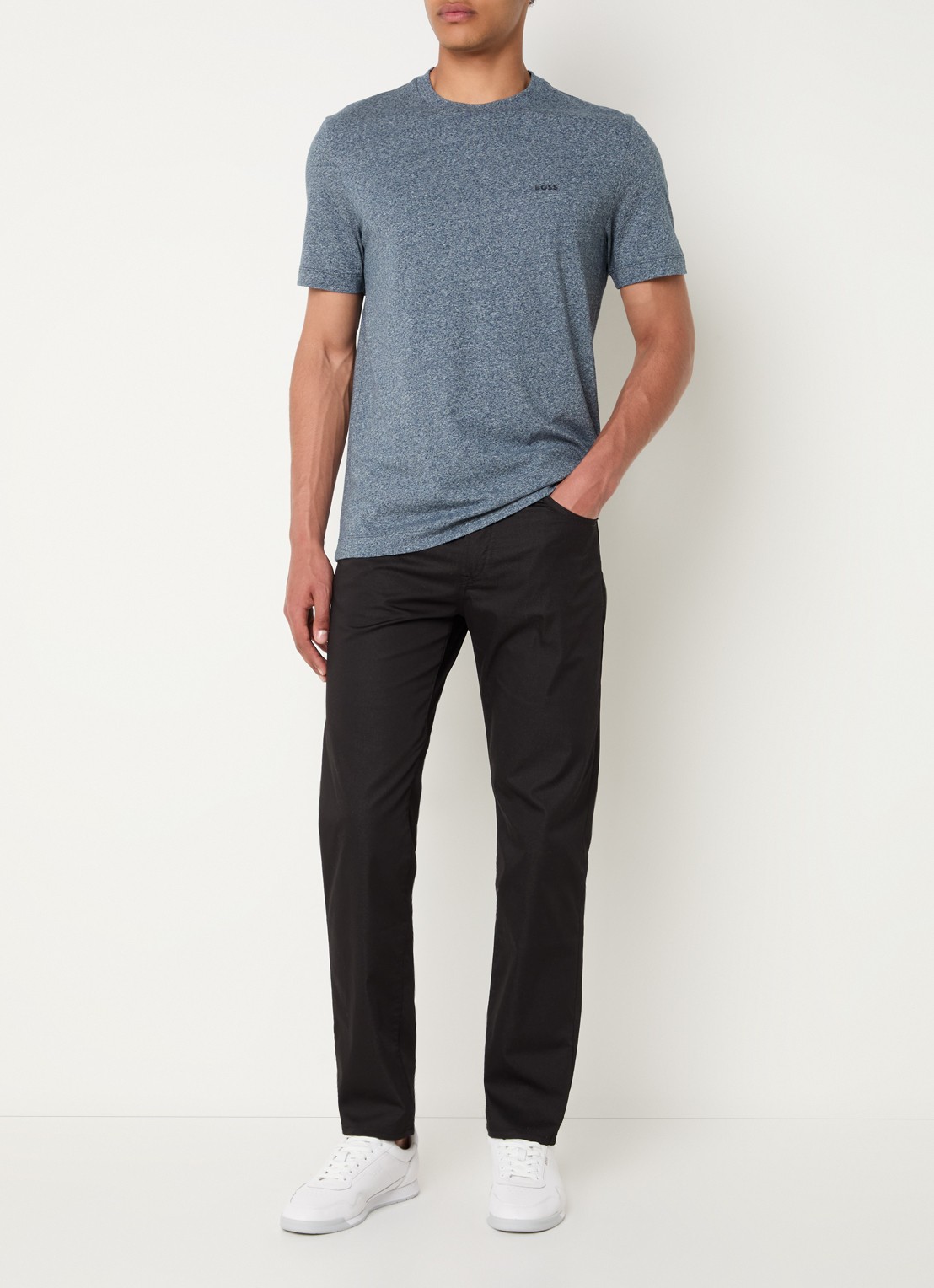 BOSS Thompson T-shirt met logo - voorkant 3 middengrijs