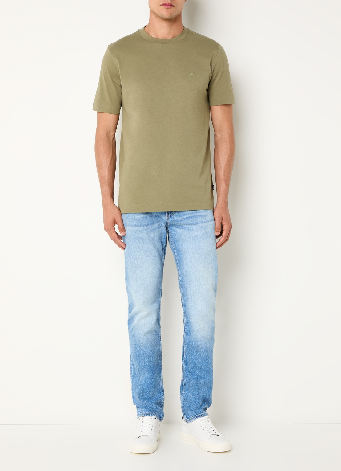 BOSS Thompson T-shirt met logo - voorkant 2 mosgroen