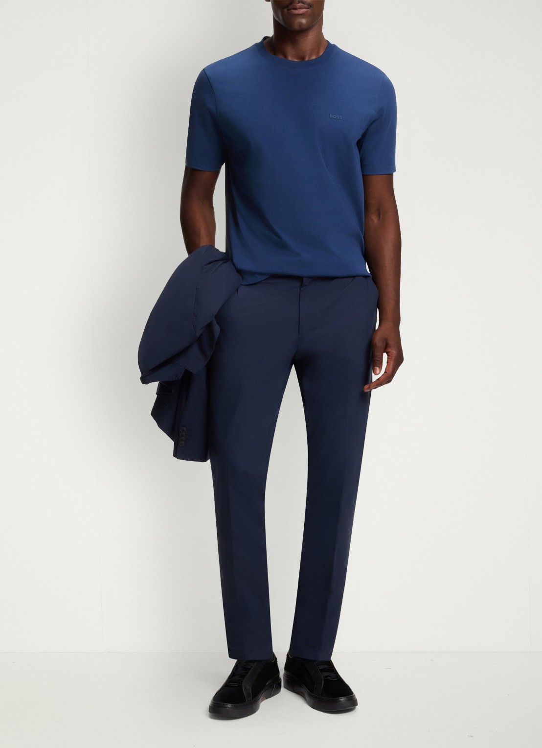 BOSS Thompson T-shirt met logo - voorkant 4 royalblauw