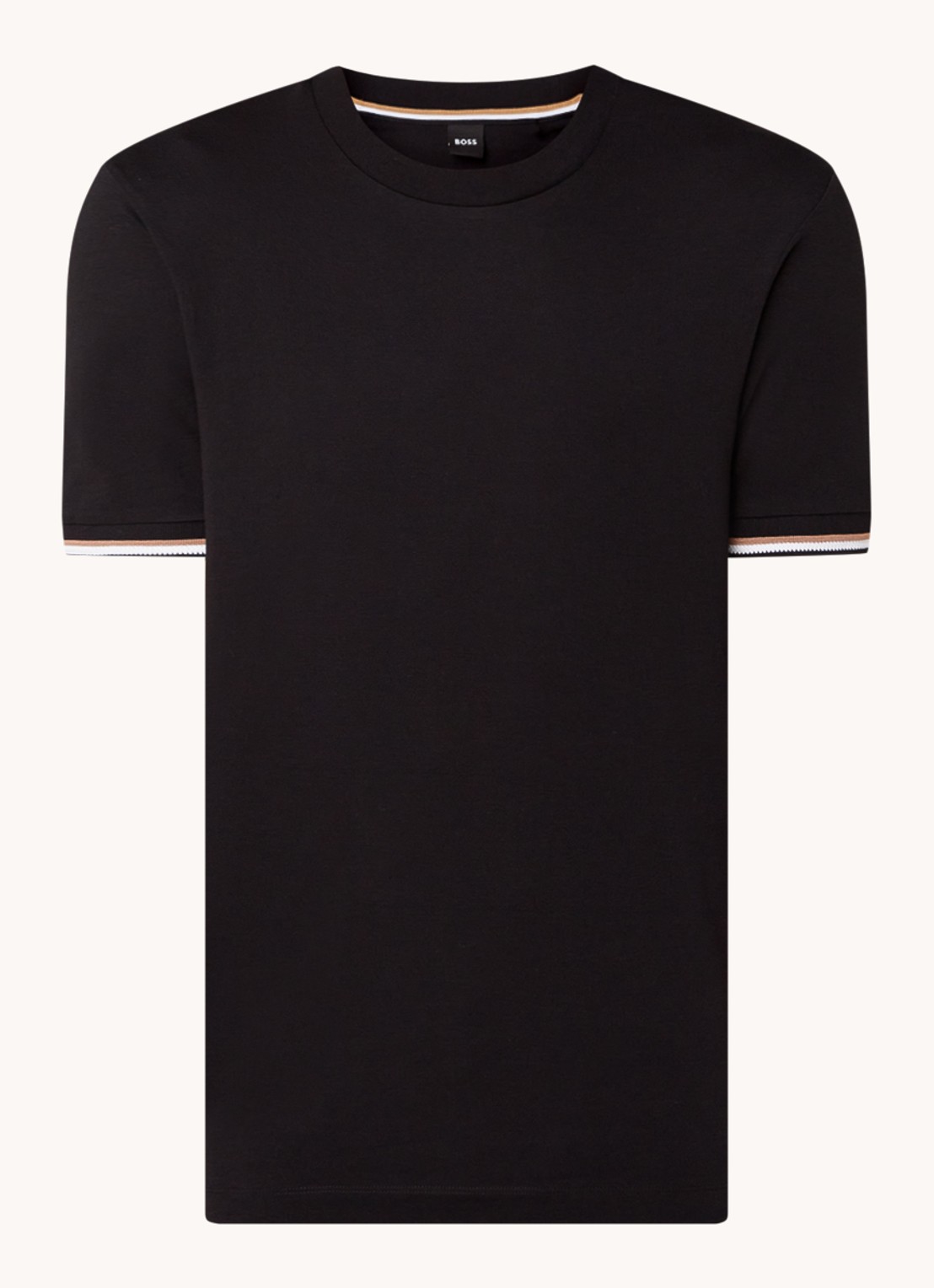 BOSS Thompson T-shirt met stretch - voorkant zwart
