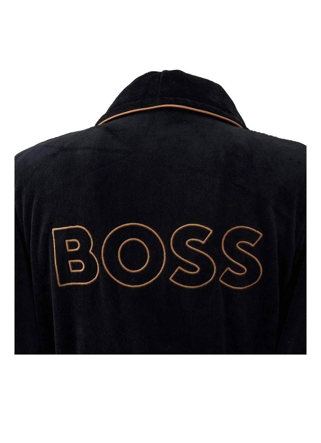BOSS Tiago badjas van katoen - detail zwart