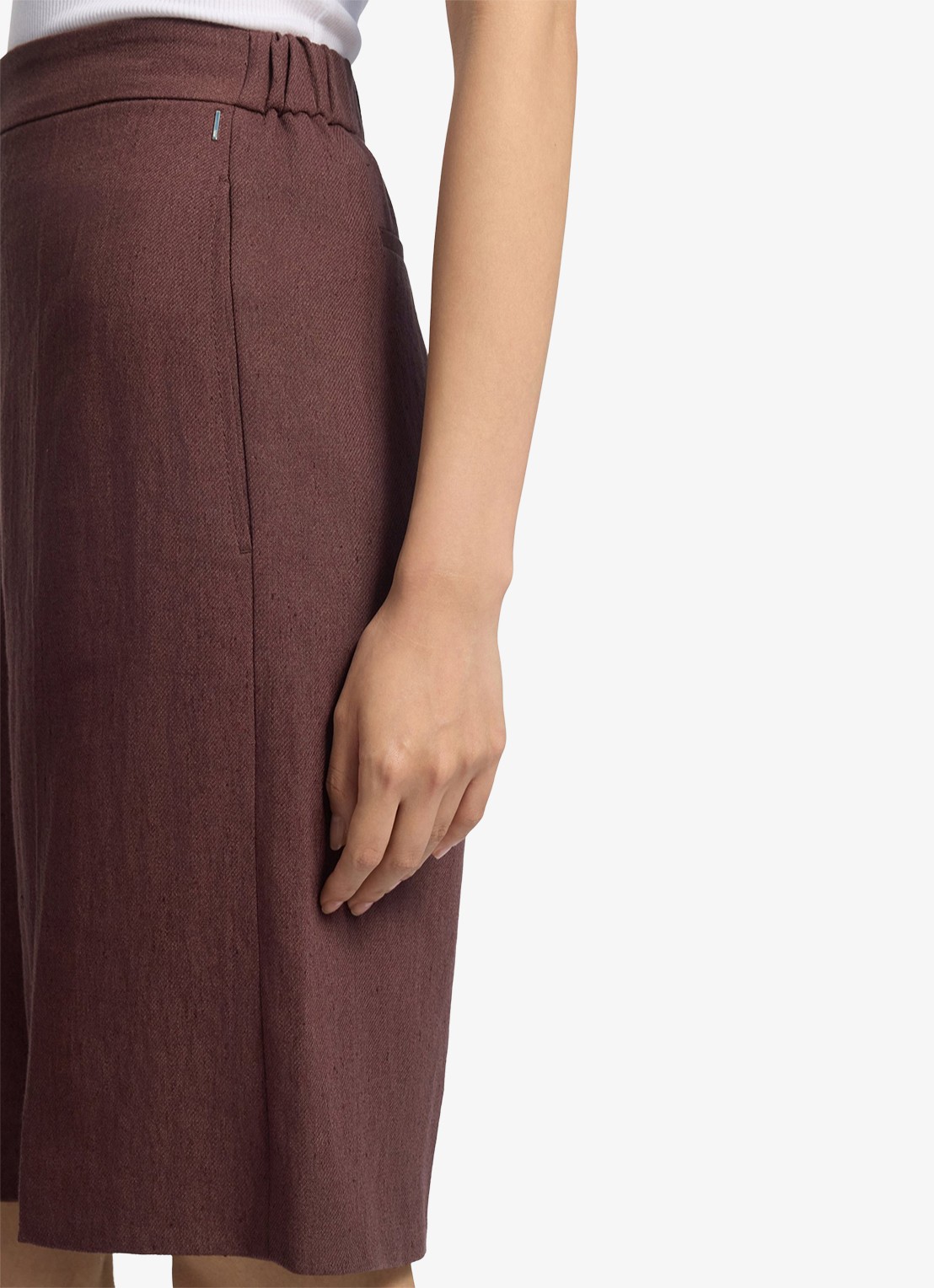 BOSS Tianala high waist loose fit korte broek met plooien - detail 7 dark brown-206 / bruin