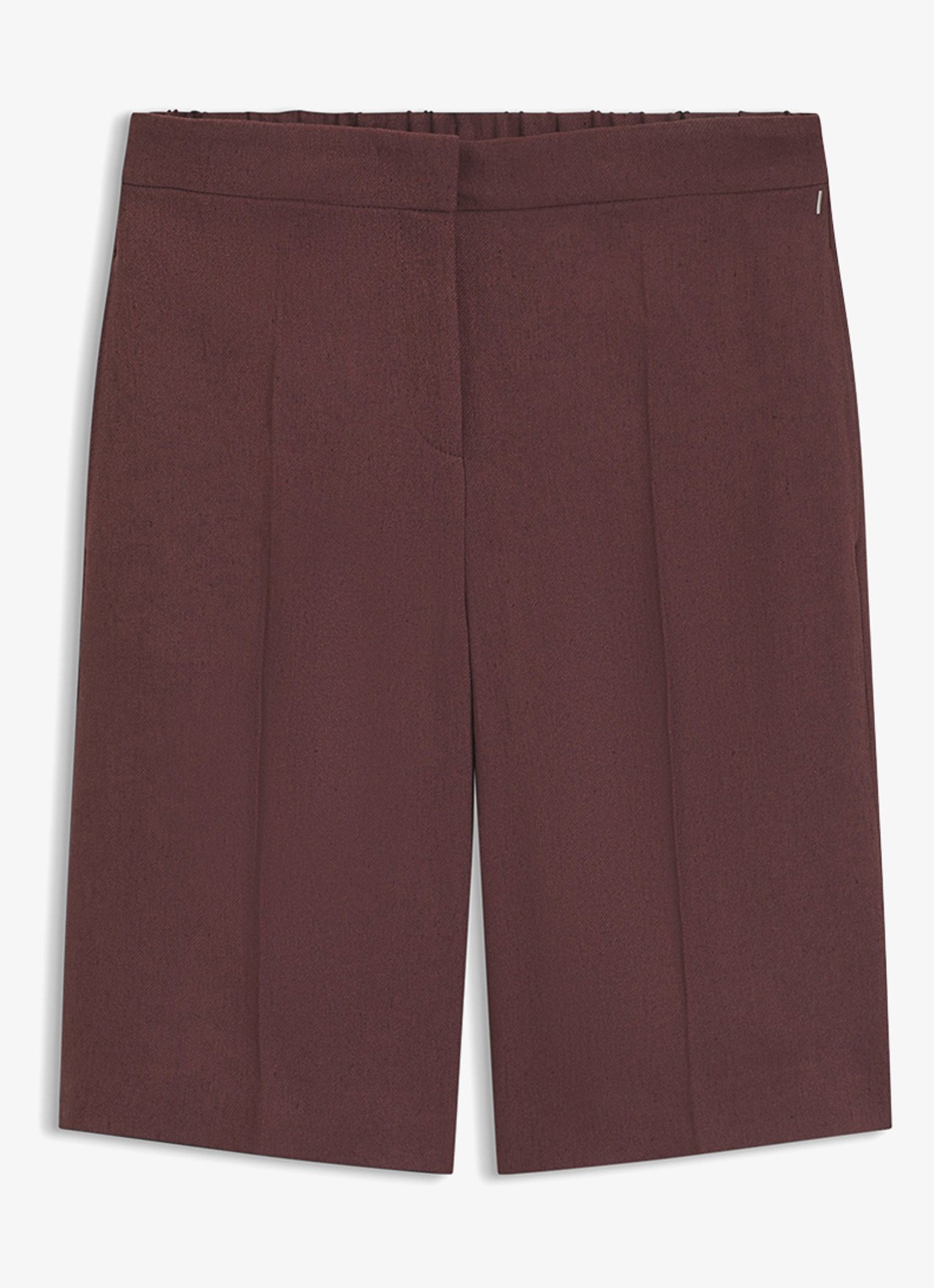 BOSS Tianala high waist loose fit korte broek met plooien - voorkant 2 dark brown-206 / bruin