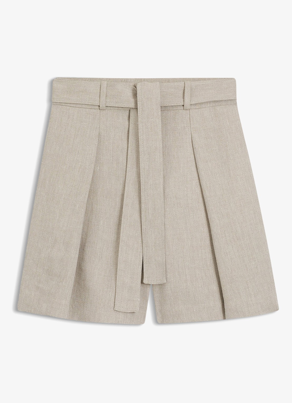 BOSS Tojuna loose fit korte broek in linnenblend - voorkant 5 beige