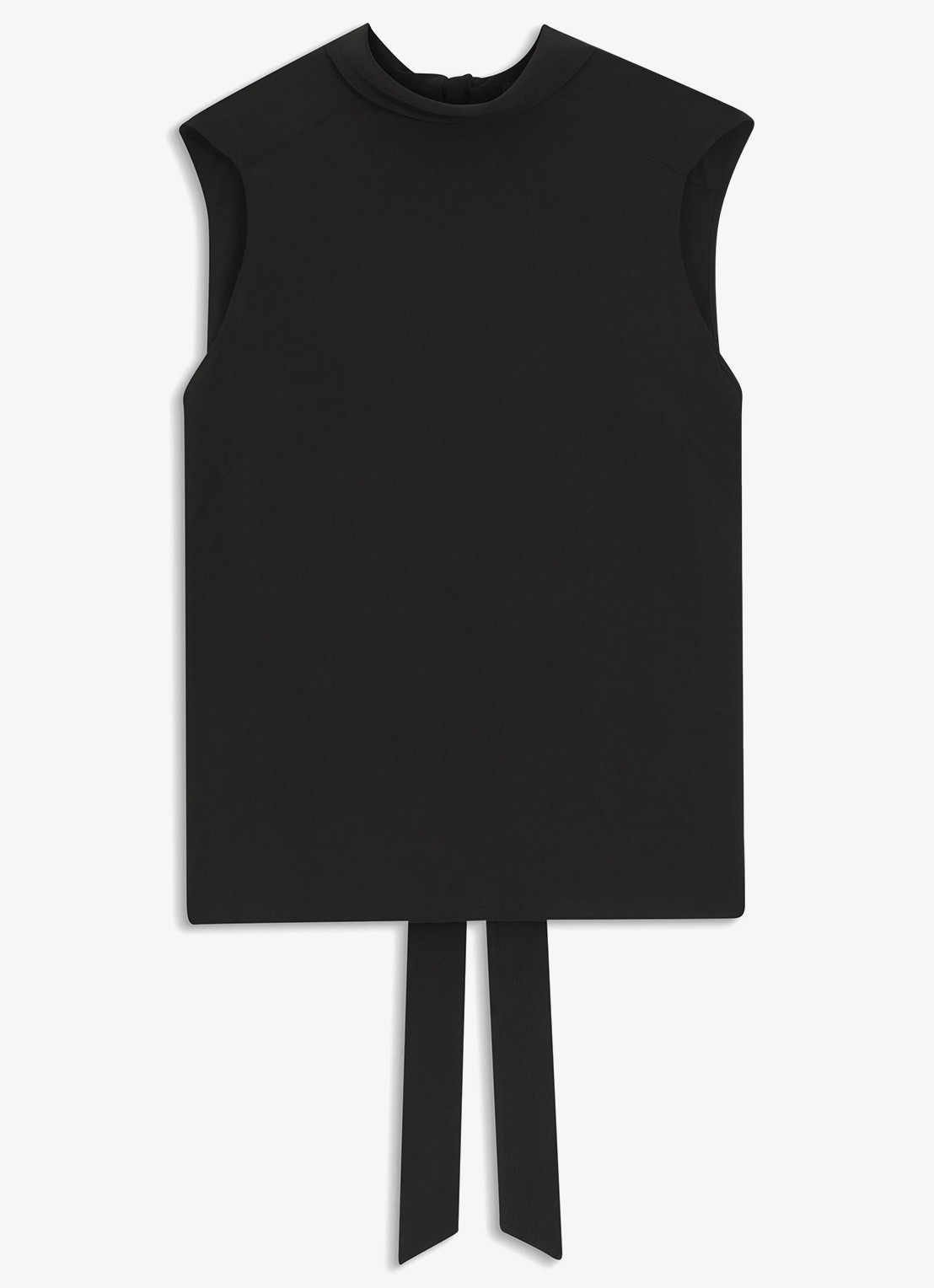 BOSS Top van zijde met strikdetail - voorkant 5 zwart