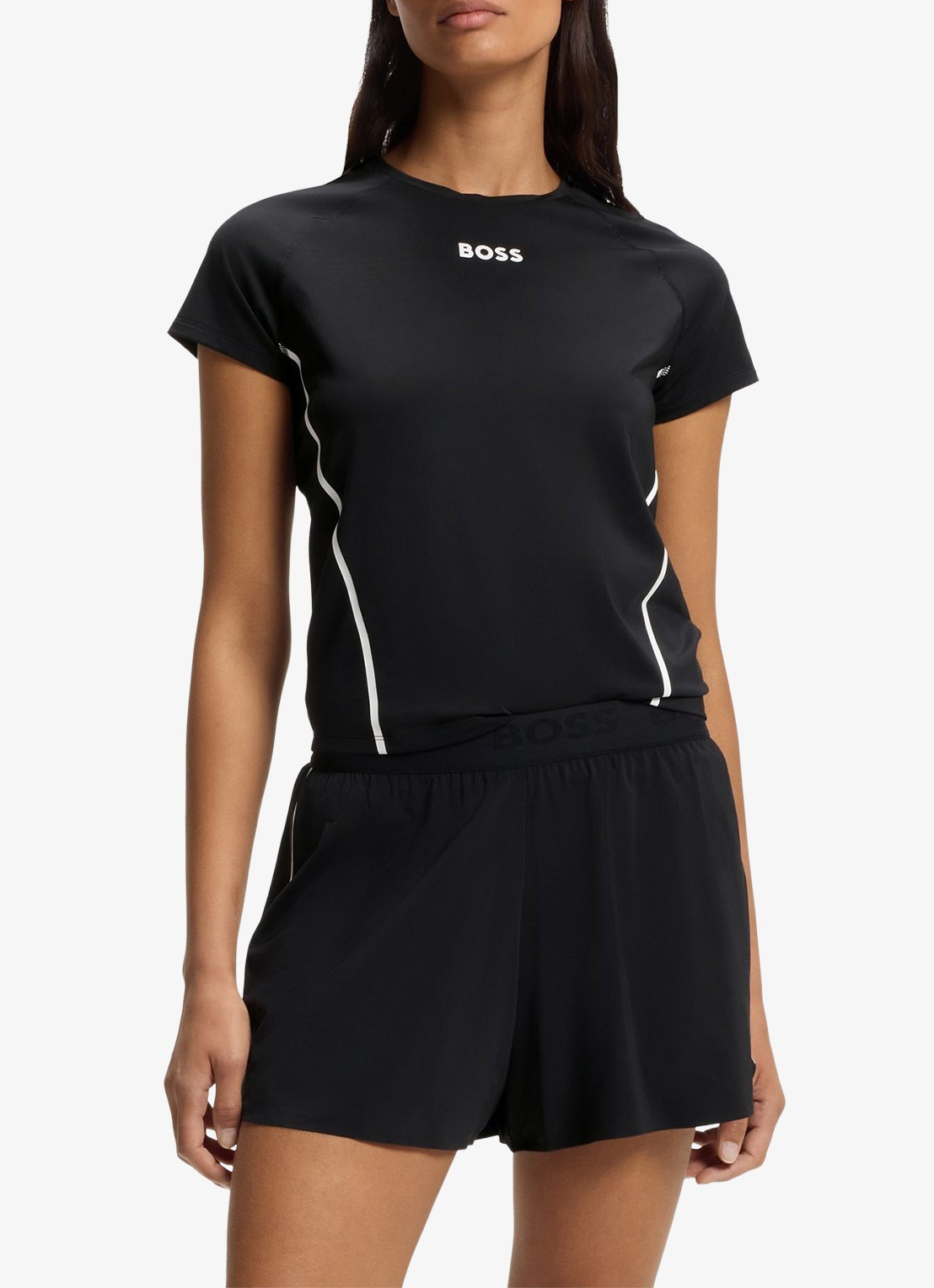 BOSS Trainings T-shirt met logo - detail 3 zwart