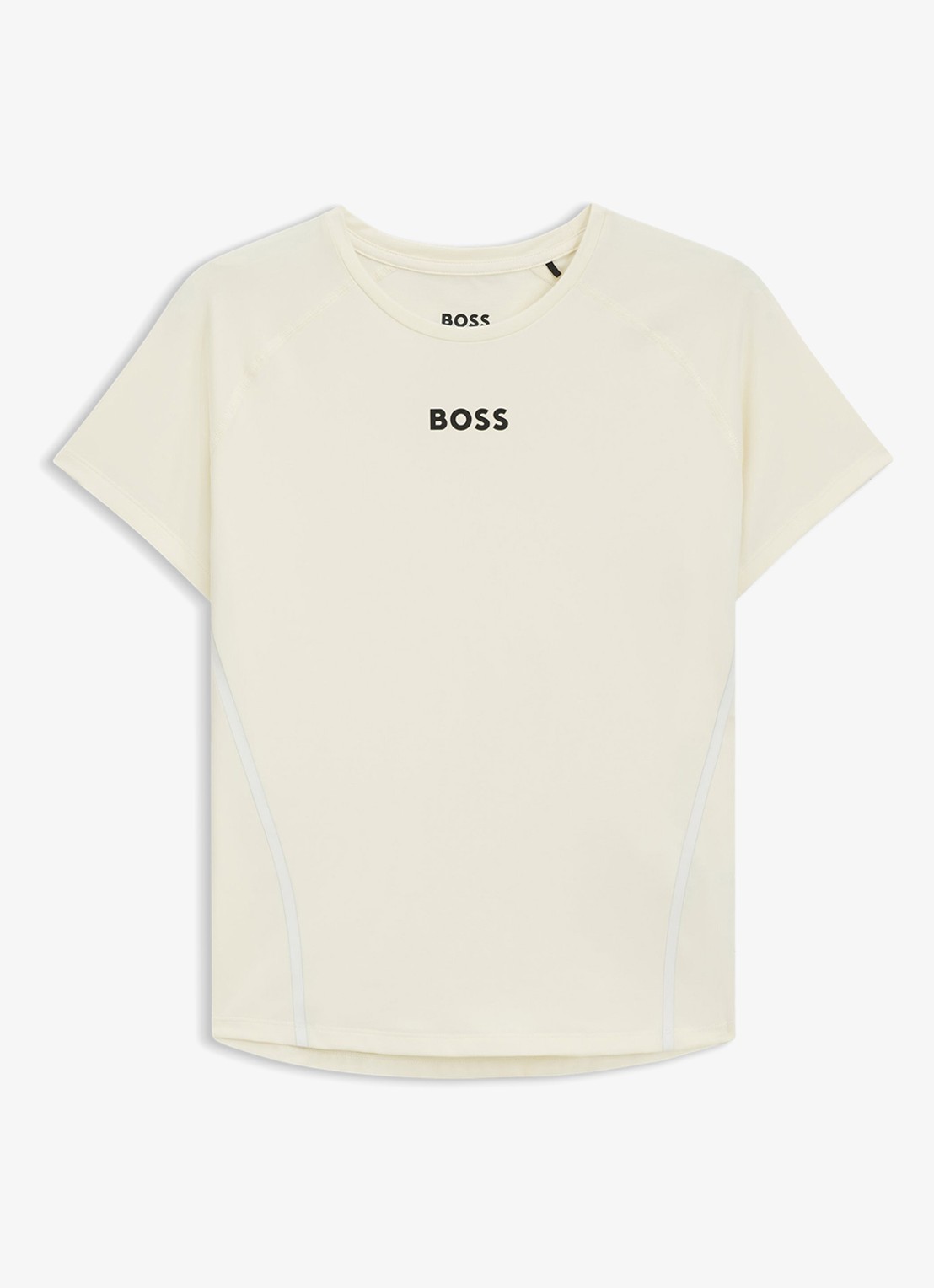 BOSS Trainings T-shirt met logo - voorkant creme