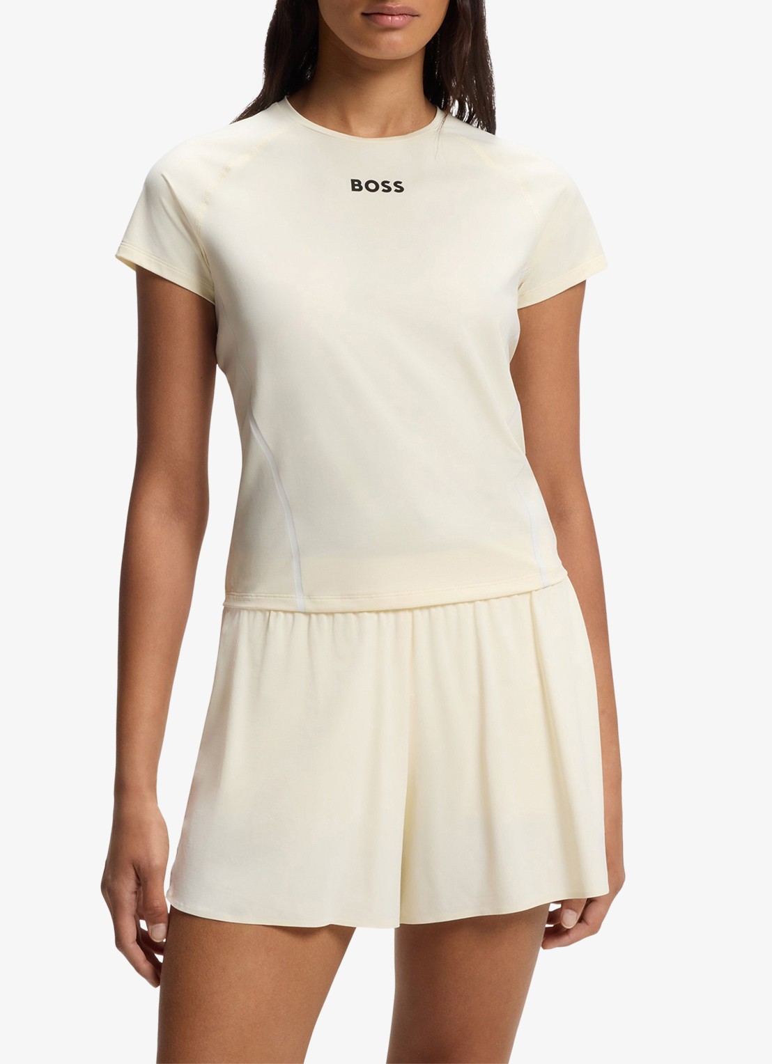 BOSS Trainings T-shirt met logo - detail 3 creme