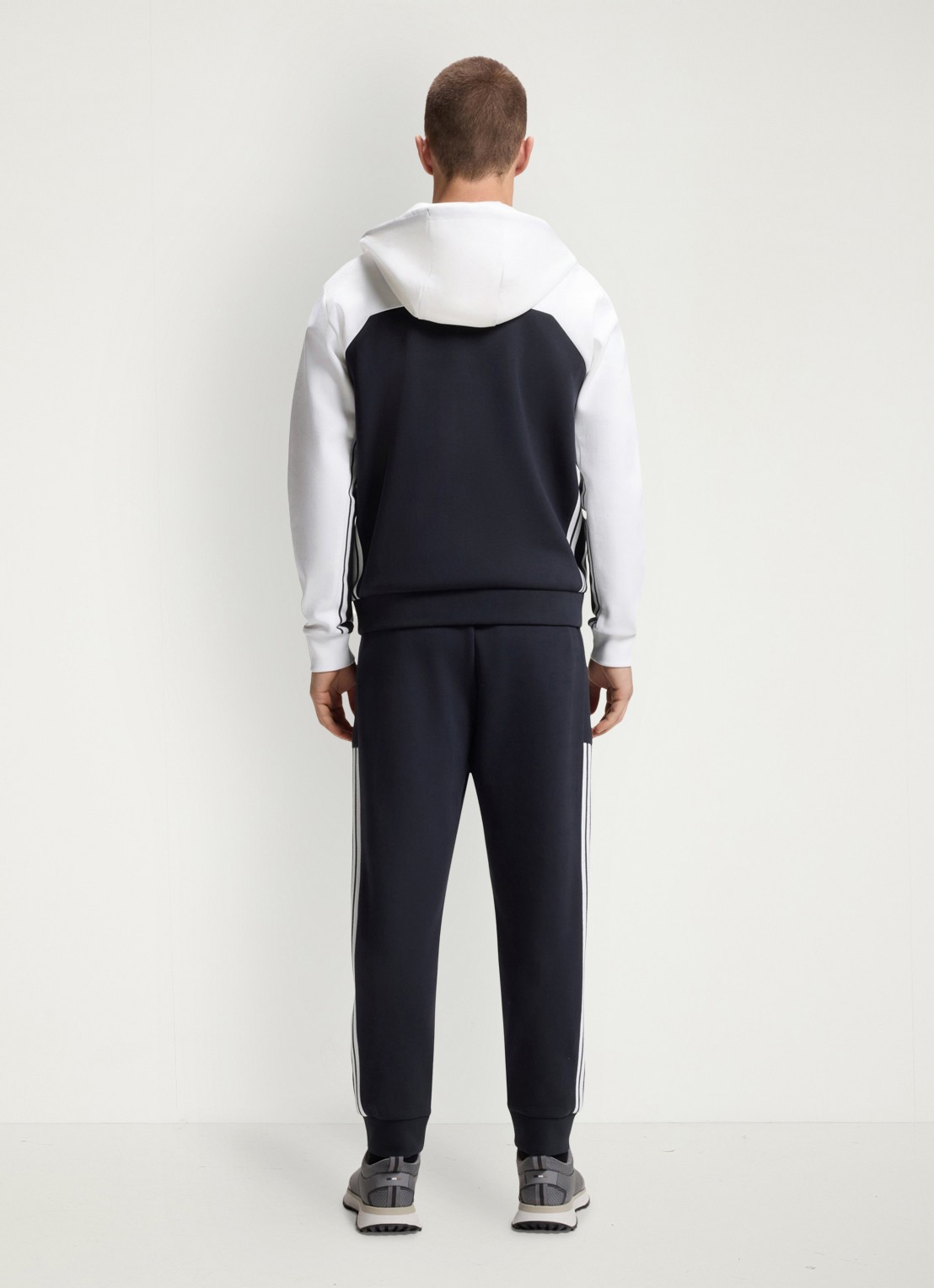 BOSS Trainingspak in katoenblend met logo - achterkant donkerblauw