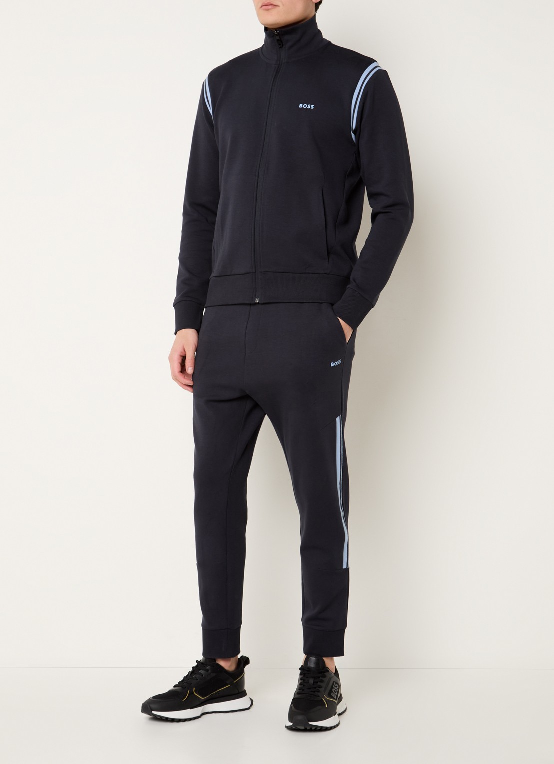 BOSS Trainingspak met steekzakken en logo - detail donkerblauw