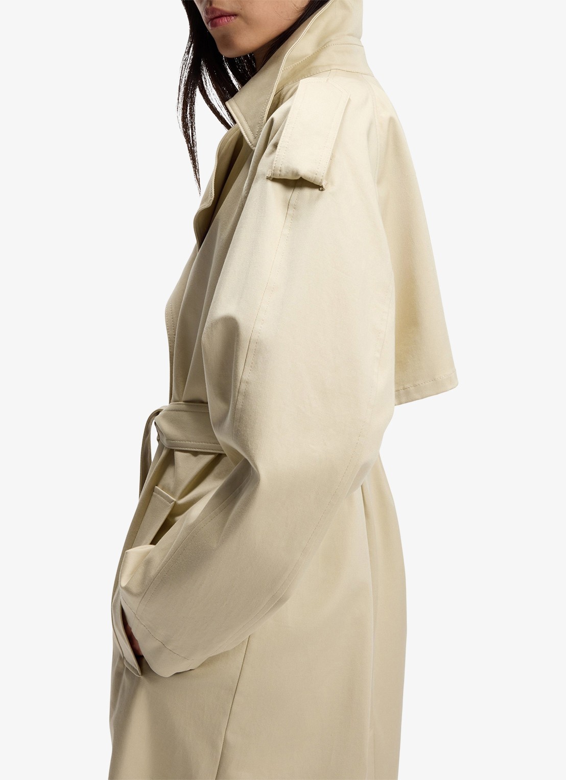 BOSS Trenchcoat met ceintuur en steekzakken - detail 4 open beige-287 / beige