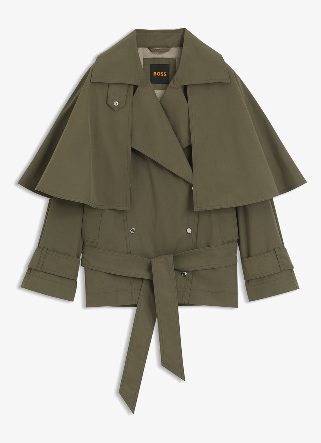 BOSS Trenchcoat met waterafstotende coating - voorkant 4 mosgroen