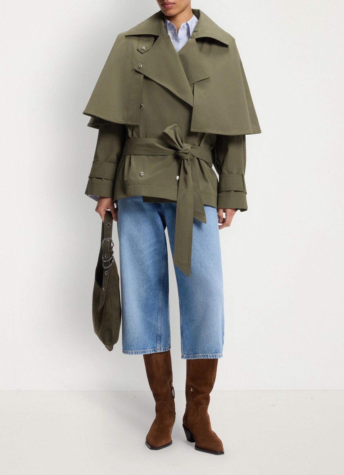 BOSS Trenchcoat met waterafstotende coating - voorkant 5 mosgroen