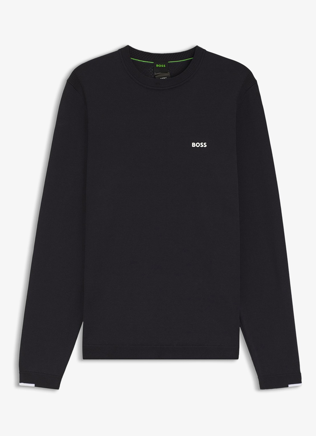 BOSS Trui van katoen met contrastlogo - voorkant 4 donkerblauw