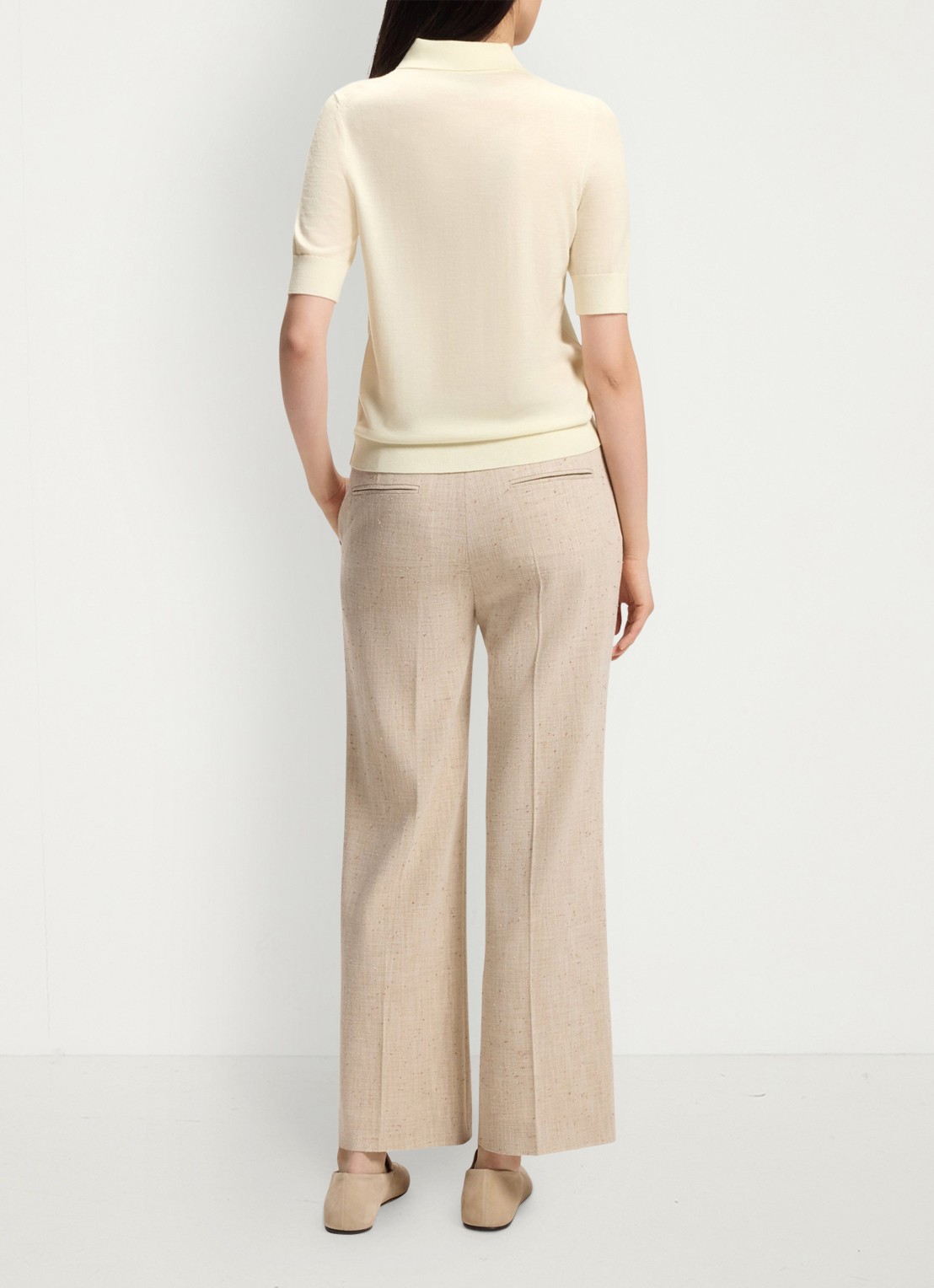 BOSS Trui van merinowol met korte mouwen en polokraag - achterkant 5 beige