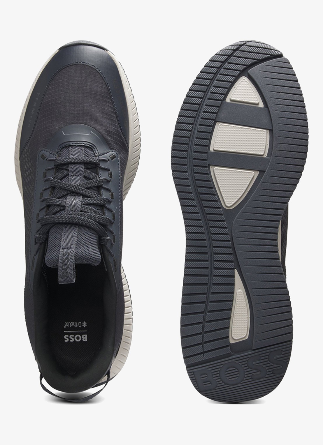 BOSS TTNM sneaker met logo - achterkant donkerblauw