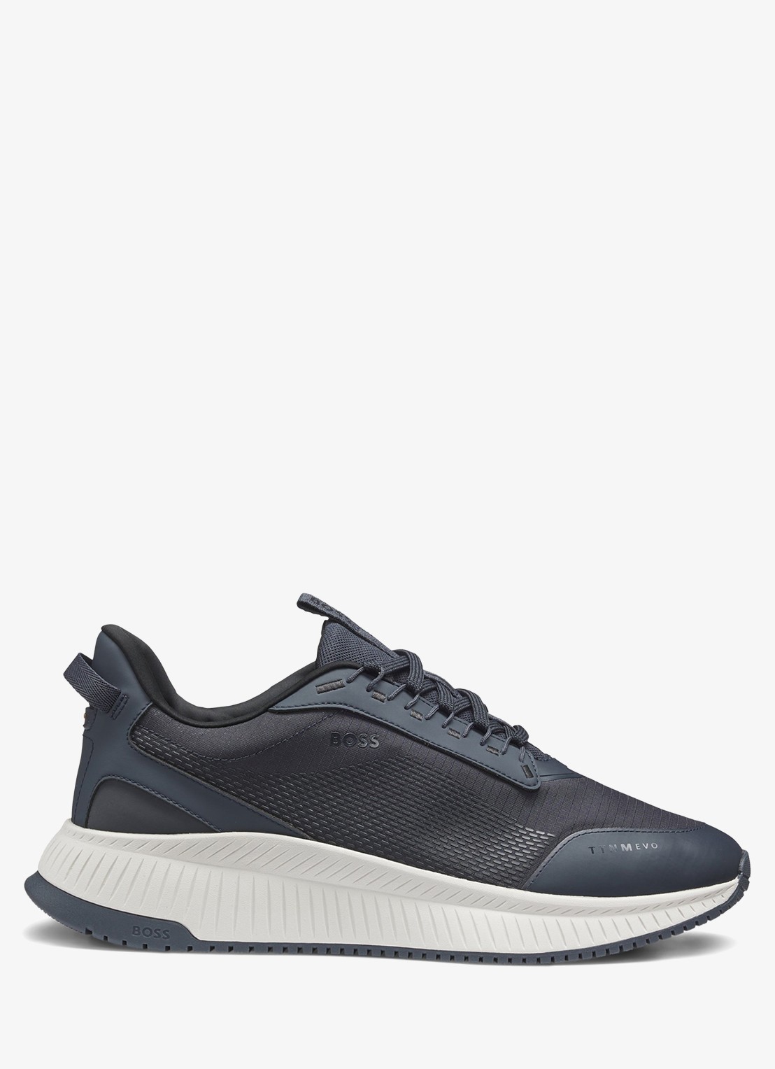 BOSS TTNM sneaker met logo - voorkant 2 donkerblauw