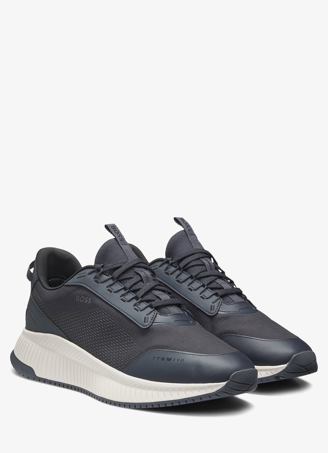 BOSS TTNM sneaker met logo - voorkant 3 donkerblauw