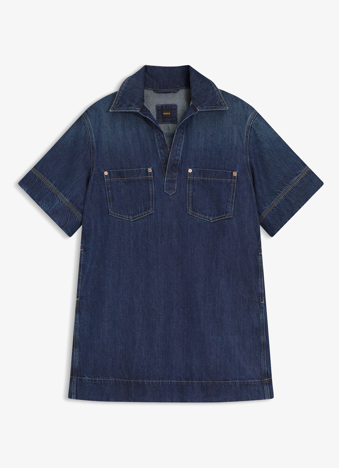 BOSS Tuniekjurk van denim - voorkant denim
