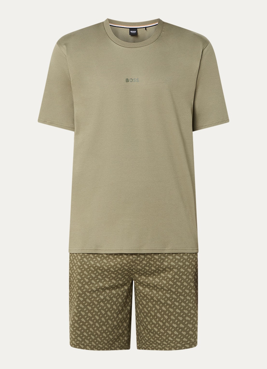 BOSS Tweedelige pyjama van katoen - voorkant open green-349 / groen